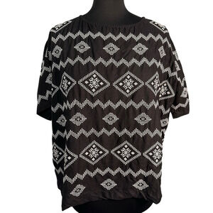 Aritzia Wilfred Evonne Black Embroidered Boxy Shirt Size M